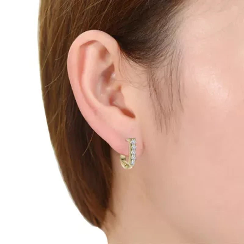 Lab Created Clear Cubic Zirconia U Shaped Hoop Earrings