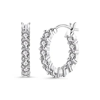 Lab Created Sterling Silver White Gold Plated with Clear Cubic Zirconia Inside-Out Round Chunky Hoop Earrings