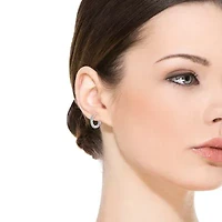 Lab Created Sterling Silver White Gold Plated with Clear Cubic Zirconia Inside-Out Round Chunky Hoop Earrings