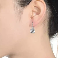 Lab Created Sterling Silver White Gold Plated with Clear Cubic Zirconia Leverback Drop Earrings