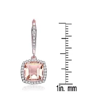 Lab Created Sterling Silver 18K Rose Gold Plated with Morganite Cubic Zirconia Drop Earrings
