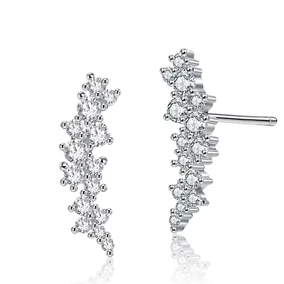 Lab Created Sterling Silver White Gold Plated with Clear Cubic Zirconia Drop Earrings