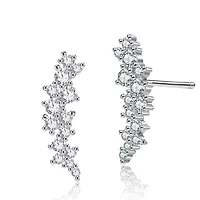 Lab Created Sterling Silver White Gold Plated with Clear Cubic Zirconia Drop Earrings