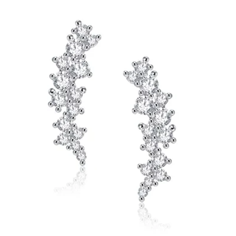 Lab Created Sterling Silver White Gold Plated with Clear Cubic Zirconia Drop Earrings
