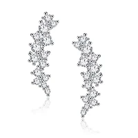 Lab Created Sterling Silver White Gold Plated with Clear Cubic Zirconia Drop Earrings