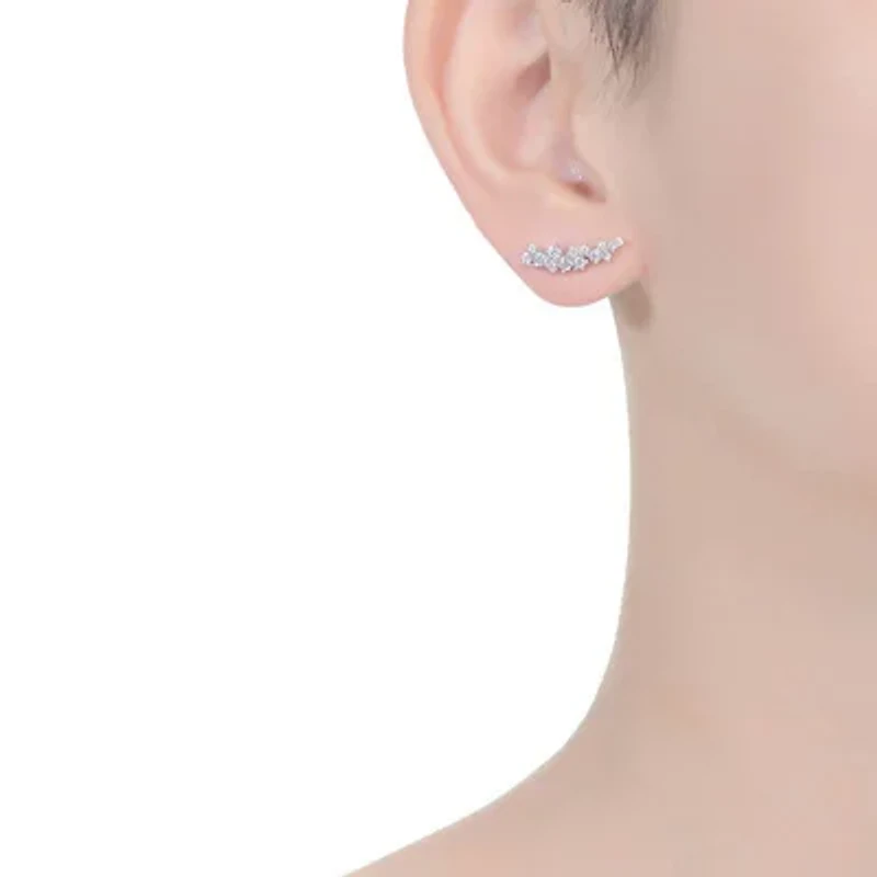 Lab Created Sterling Silver White Gold Plated with Clear Cubic Zirconia Drop Earrings
