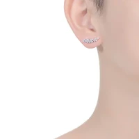 Lab Created Sterling Silver White Gold Plated with Clear Cubic Zirconia Drop Earrings