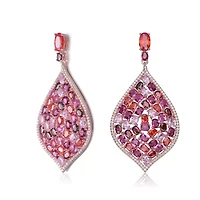 Lab Created Sterling Silver 18K Rose Gold Plated with Ruby Red Cubic Zirconia Drop Earrings
