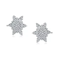 Lab Created Sterling Silver White Gold Plated with Clear Cubic Zirconia Star Shape Stud Earring