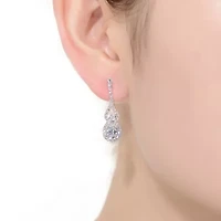 Lab Created Sterling Silver White Gold Plated with Clear Pear Cubic Zirconia Drop Earrings