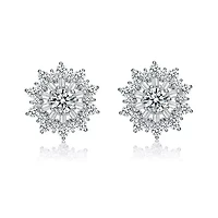 Lab Created Sterling Silver White Gold Plated with Clear Round and Baguette Cubic Zirconia Wreath Stud Earrings