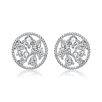 Lab Created Sterling Silver White Gold Plated Ball with Clear Multi Shape Cubic Zirconia Round Earrings