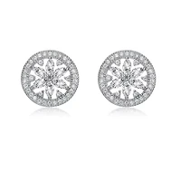 Lab Created Sterling Silver White Gold Plated with Clear Marquise & Round Cubic Zirconia Halo Wreath Earrings