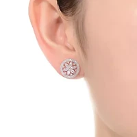 Lab Created Sterling Silver White Gold Plated with Clear Marquise & Round Cubic Zirconia Halo Wreath Earrings