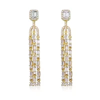 Lab Created 14K Gold Plated with Clear Cubic Zirconia Chandelier Drop Earrings