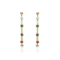 Lab Created Sterling Silver 14K Gold Plated with Multi-Color Enamel C-Hoop Earrings