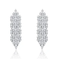 Lab Created Sterling Silver White Gold Plated with Clear Cubic Zirconia Waterfall Cluster Dangle Earrings