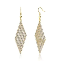 Lab Created Sterling Silver 14K Gold Plated with Clear Cubic Zirconia Mesh Dangle Drop Earrings