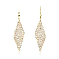 Lab Created Sterling Silver 14K Gold Plated with Clear Cubic Zirconia Mesh Dangle Drop Earrings