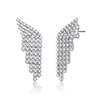Lab Created Sterling Silver White Gold Plated with Clear Cubic Zirconia Angel Wing Waterfall Earrings