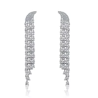 Lab Created Sterling Silver White Gold Plated with Clear Cubic Zirconia Bridal Drop Earrings