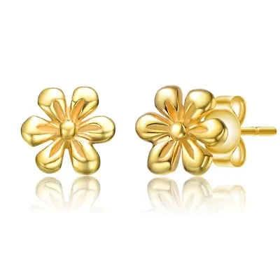 Sterling Silver 14K Gold Plated Daisy Flower Stud Earrings for Kids