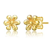 Sterling Silver 14K Gold Plated Daisy Flower Stud Earrings for Kids