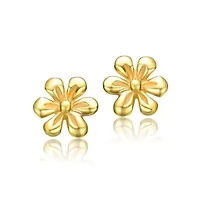 Sterling Silver 14K Gold Plated Daisy Flower Stud Earrings for Kids