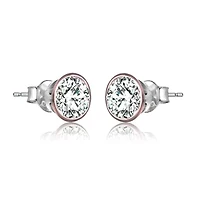 Lab Created Sterling Silver 18K Rose Gold Plated with Clear Cubic Zirconia Stud Earrings