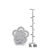 Lab Created Sterling Silver White Gold Plating with Clear Cubic Zirconia Double flower Stud Earrings