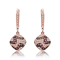 Lab Created Sterling Silver 18K Rose Gold Plating with Cubic Zirconia Square-Designed Earring