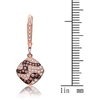 Lab Created Sterling Silver 18K Rose Gold Plating with Cubic Zirconia Square-Designed Earring