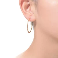 Lab Created Sterling Silver 14K Gold Plated with Cubic Zirconia Open Hoop Earrings
