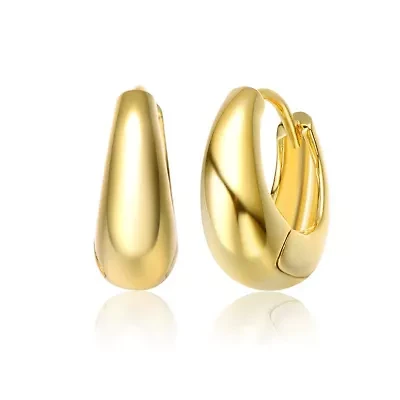 Lab Created Sterling Silver 14K Gold Plated Mini Huggie Earrings