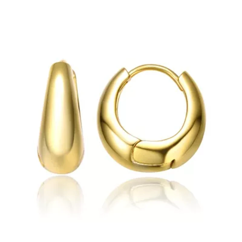 Lab Created Sterling Silver 14K Gold Plated Mini Huggie Earrings
