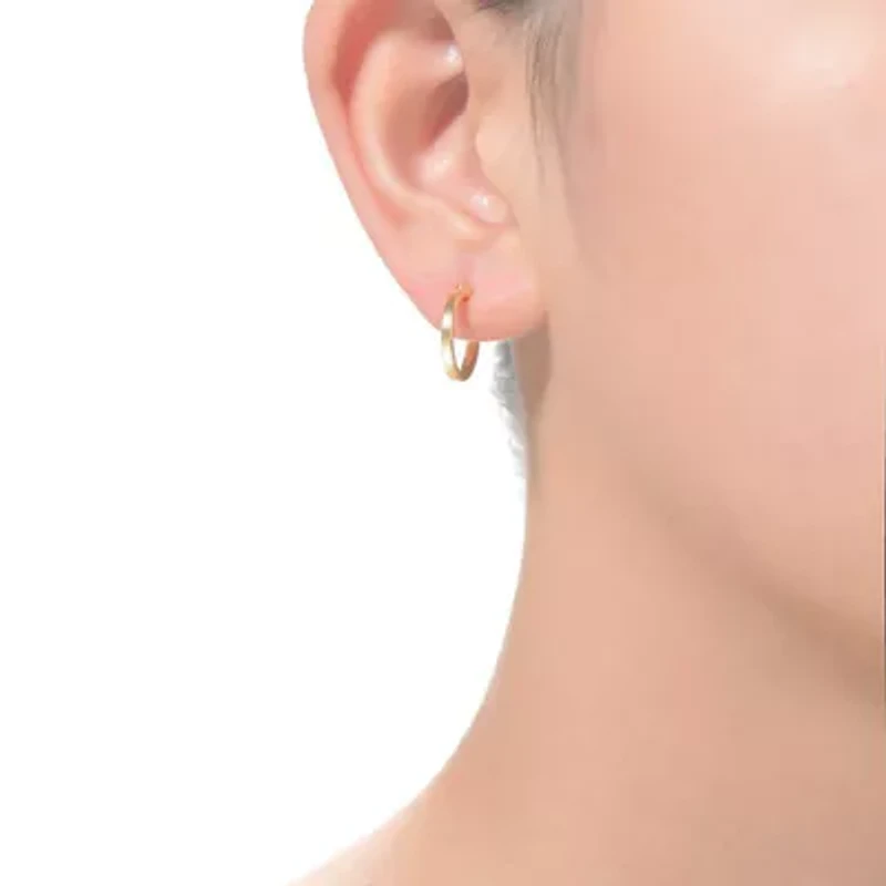 Lab Created Sterling Silver 14K Gold Plated Hoop Earrings