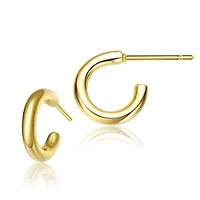 Lab Created Sterling Silver 14K Gold Plated Small Open Hoop Post Earrings