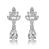 Lab Created Sterling Silver White Gold Plated Clear Cubic Zirconia Accent Teardrop Earrings