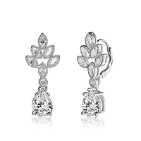 Lab Created Sterling Silver White Gold Plated Clear Cubic Zirconia Accent Teardrop Earrings