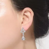 Lab Created Sterling Silver White Gold Plated Clear Cubic Zirconia Accent Teardrop Earrings