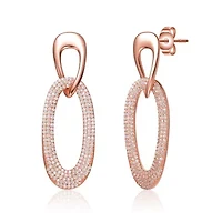 Lab Created Sterling Silver 18K Rose Gold Plated with Clear Cubic Zirconia Raindrop Dangle Earrings