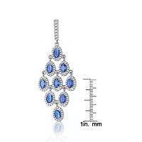Lab Created Sterling Silver White Gold Plating with Sapphire Blue Cubic Zirconia Chandelier Earrings