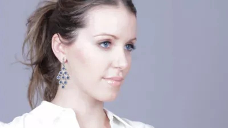 Lab Created Sterling Silver White Gold Plated with Sapphire Blue Cubic Zirconia Chandelier Earrings