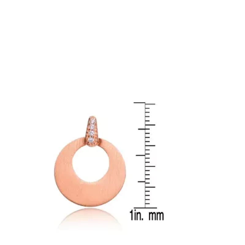 Lab Created Sterling Silver 18K Rose Gold Plated with Clear Cubic Zirconia Circle Short Drop Earrings