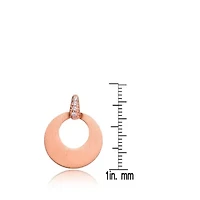 Lab Created Sterling Silver 18K Rose Gold Plated with Clear Cubic Zirconia Circle Short Drop Earrings