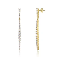 Lab Created Sterling Silver 14K Gold Plated with Clear Cubic Zirconia Icicle Cluster Spike Dangle Earrings