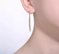 Lab Created Sterling Silver 14K Gold Plated with Clear Cubic Zirconia Icicle Cluster Spike Dangle Earrings