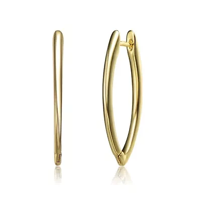 Lab Created Sterling Silver 14K Gold Plated Tubular Shaped Hoop Earrings