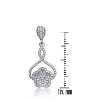 Lab Created Sterling Silver White Gold Plated with Clear Cubic Zirconia Petal Drop Earrings