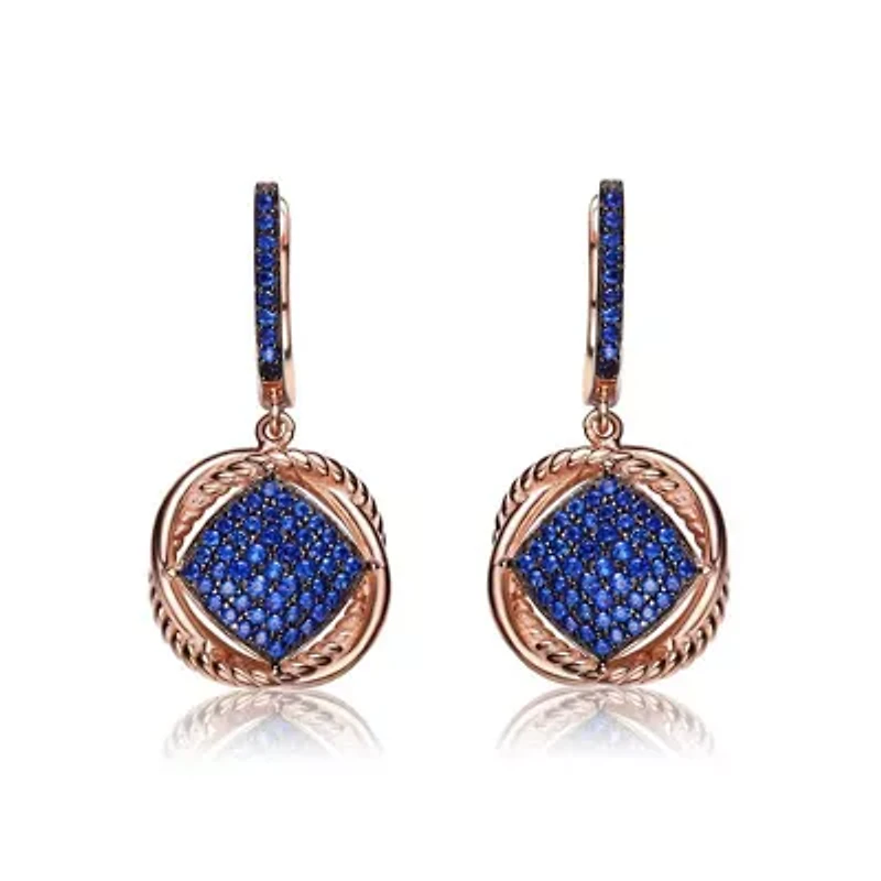 Lab Created Sterling Silver 18K Rose Gold and Black Plated with Colored Cubic Zirconia Dangling Earrings